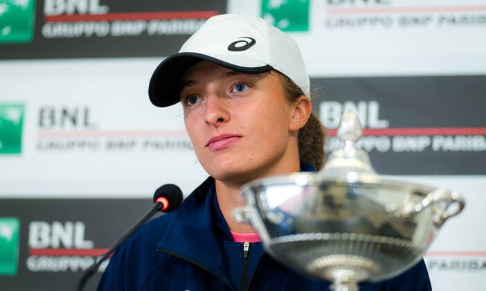 May 16, 2021, ROMA, ITALY: Iga Swiatek of Poland talks to the media after winning the final of the 2021 Internazionali BNL d Italia WTA, Tennis Damen 1000 tournament ROMA ITALY - ZUMAa181 20210516_zaa_a181_571 Copyright: xRobxPrangex