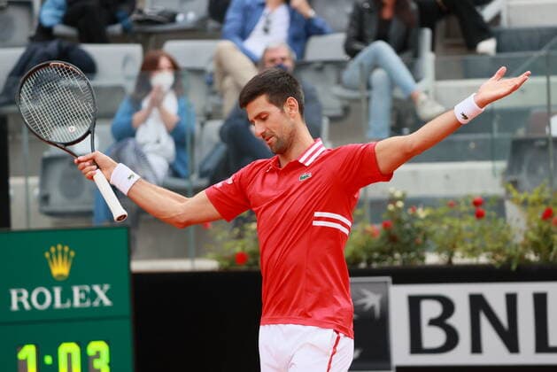 Internazionali BNL D Italia 2021 - Rafael Nadal VS Novak Djokovic ROME, ITALY, MAY 16: Novak Djokovic of Serbia reacts after losing the Final match against Rafael Nadal of Spain at the Internazionali BNL D Italia 2021 in Rome, Italy on May 16, 2021. Rome Foro Italico Italy 6670_240445 Copyright: xGiampieroxSposito PentaxPressx