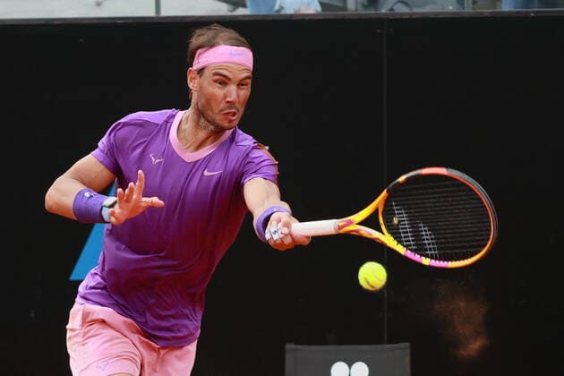 Internazionali BNL D Italia 2021 - Rafael Nadal VS Novak Djokovic ROME, ITALY, MAY 16: Rafael Nadal of Spain in action during the Final match against Novak Djokovic of Serbia at the Internazionali BNL D Italia 2021 in Rome, Italy on May 16, 2021. Rome Foro Italico Italy 6670_240451 Copyright: xGiampieroxSposito PentaxPressx