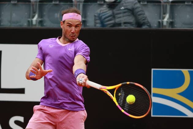 Internazionali BNL D Italia 2021 - Rafael Nadal VS Novak Djokovic ROME, ITALY, MAY 16: Rafael Nadal of Spain in action during the Final match against Novak Djokovic of Serbia at the Internazionali BNL D Italia 2021 in Rome, Italy on May 16, 2021. Rome Foro Italico Italy 6670_240457 Copyright: xGiampieroxSposito PentaxPressx