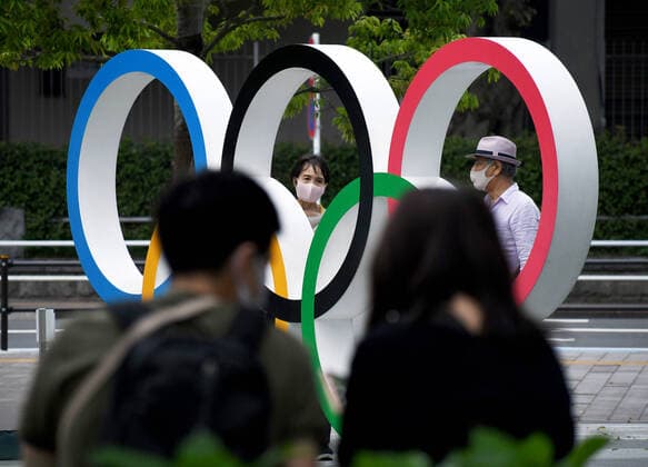 May 16, 2021, Tokyo, Japan: The Olympic rings in view at the Tokyo Olympic Museum in Shinjuku City Tokyo Japan. The photo was taken on May 15, 2021. Japan - ZUMAt55_ 0118158179st Copyright: xRamiroxAgustinxVargasxTabaresx