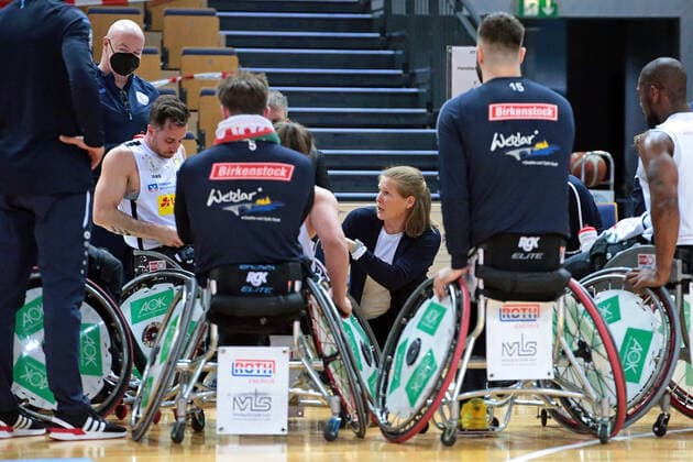 15 05 2021, xovx, Wheelchair Basketball Bundesliga, Playoffs Final German Championship Game 2, RSV Lahn Dill RSB Thuringia Bulls Head Coach Janet Zeltinger RSV Lahn Dill Wetzlar Rittal Arena Hesse Germany EN