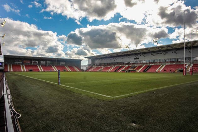 GV of the stadium during the Betfred Super League match between Leigh Centurions and Wigan Warriors at Leigh Sports Village, Leigh, England on 17 May 2021. Copyright: xSimonxHallx PMI-4220-0002