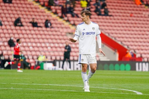 Southampton v Leeds United Premier League 18 05 2021. Leeds United defender Diego Llorente (14) gestures and reacts during the Premier League match between Southampton and Leeds United at the St Mary s Stadium, Southampton, England on 18 May 2021. Southampton St Mary s Stadium Hampshire England Editorial use only DataCo restrictions apply See www.football-dataco.com , Copyright: xMalcolmxBrycex PSI-12768-0141