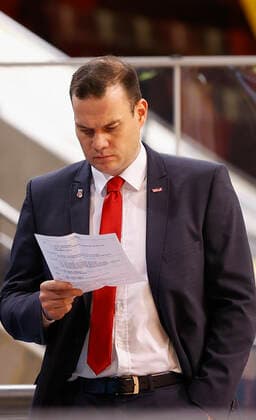 19 05 2021, Basketball, BBL 2020 2021, Quarterfinals, 1 matchday, MHP RIESEN Ludwigsburg Brose Bamberg, GER, Ludwigsburg, MHPArena, picture Head Coach Johan Roijakkers Brose Bamberg Copyright: HMBxMedia xHeikoxBecker