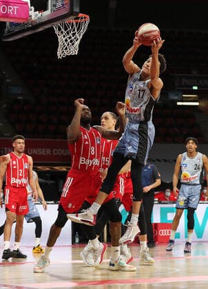 Jamuni McNeace Crailsheim with the rebound GER, FC Bayern Basketball vs Hakro Merlins Crailsheim, Basketball, 1 Bundesliga, Playoffs 2020 2021, Quarterfinals Game 1, 19 05 2021, GER, FC Bayern Basketball vs Hakro Merlins Crailsheim, Basketball, 1 Bundesliga, Playoffs 2020 2021, Quarterfinals Game 1, 19 05 2021, Muenchen Copyright: xEIBNER MarcelxEngelbrechtx EP_EER