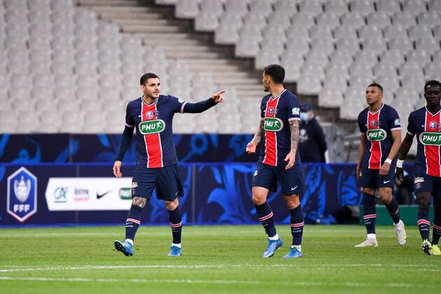 JOIE - FAIR PLAY - 09 MAURO ICARDI (PSG) FOOTBALL : Paris SG vs Monaco - Coupe de France - Finale - 19 05 2021 AnthonyBIBARD FEP Panoramic 