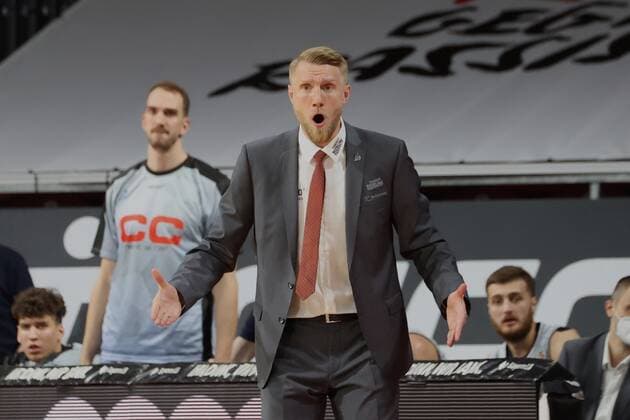 Arousal ¦ Crailsheim coach Tuomas IISALO basketball, Bayern Crailsheim, BBL playoff, quarterfinals, 1 game, 2020 2021 season, on 19 5 2021 in Munich, A U D I D O M E, Germany Source Copyright Credit Oryk HAIST xx