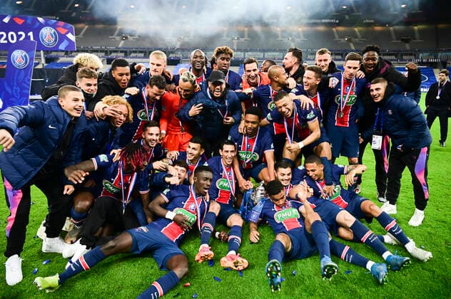 Football, Coupe de France final, Paris Saint Germain celebrate cup win