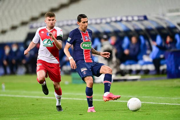 Caio Henrique (Monaco) vs Angel Di Maria (PSG) FOOTBALL : Finale de la Coupe de France - Monaco vs PSG - 19 05 2021 JBAutissier Panoramic 
