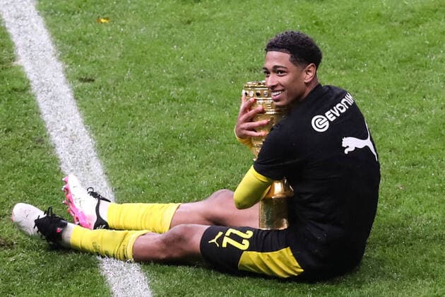 Jude Bellingham (Borussia Dortmund,22) - DFB Pokal Finale Fussball Saison 2020-2021 RB Leipzig vs. Borussia Dortmund im Olympiastadion in Berlin - Fussball,Deutschland,Mann,Männer,13.05.2021 *** Jude Bellingham Borussia Dortmund,22 DFB Pokal Final Football Season 2020 2021 RB Leipzig vs Borussia Dortmund at Olympiastadion in Berlin Football,Germany,man,men,13 05 2021