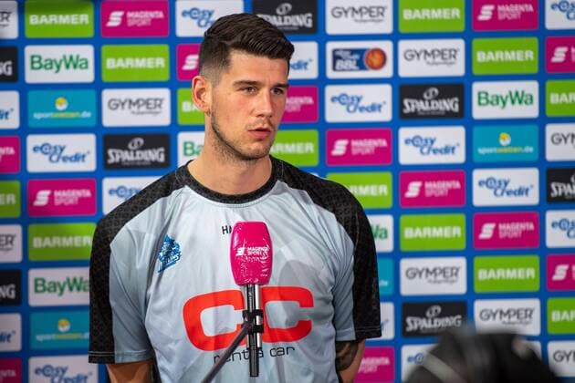 Bogdan Radosavljevic 15 Hakro Merlins Crailsheim interview, FC Bayern Basketball vs HAKRO Merlins Crailsheim, BBL Playoffs, quarterfinals, 21 05 2021 Munich Bavaria Germany Copyright: xkolbert-press UlrichxGamelx