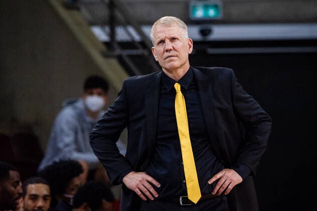 John Patrick Headcoach MHP RIESEN Ludwigsburg critical look 1 Basketball Bundesliga easyCredit BBL MHP RIESEN Ludwigsburg Brose Bamberg on 21 05 2021 in Ludwigsburg MHPArena , Baden Wuerttemberg, Germany Ludwigsburg 21 05 21 Basketball , 21 05 2021, Ludwigsburg Germany xpxsdx