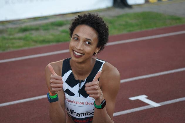 Bilder des Jahres 2021, Sport 05 Mai Sport Themen der Woche KW20 Sport Bilder des Tages Leichtathletik, athletics, 23.Internationales Leichtathletik Meeting Dessau, Anhalt 2021, 21.05.2021, Paul-Greifzu-Stadion Dessau, ,Weitsprung Frauen, Malaika Mihambo, Deutschland *** Athletics, athletics, 23 International Athletics Meeting Dessau, Anhalt 2021, 21 05 2021, Paul Greifzu Stadium Dessau, ,Long Jump Women, Malaika Mihambo, Germany
