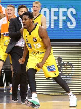 Ludwigsburg , Basketball easyCredit BBL Bundesliga ,Quarterfinal Game 2, MHP RIESEN Ludwigsburg vs Brose Bamberg , Cheering Giants Yorman Polas Bartolo