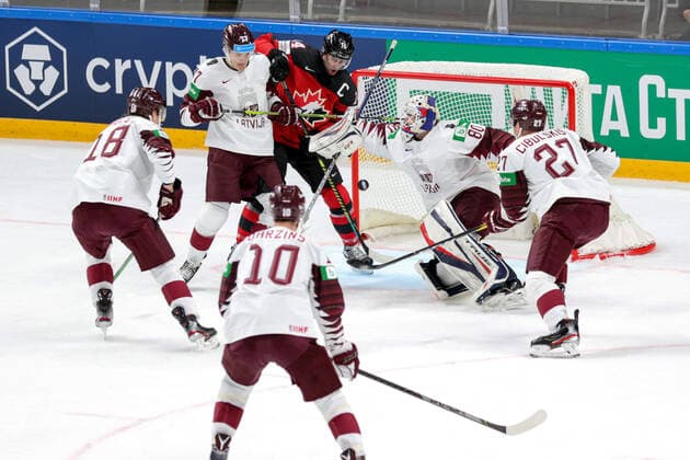 A. Henrique (Canada) shot on goal during World Championship, WM, Weltmeisterschaft 2021 - Canada vs Latvia, Ice hockey, Eishockey in Riga, Latvia, May 21 2021  Copyright: xLiveMedia AndreaxRex xIPAx xLiveMediax 0