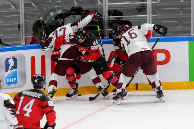constrast with K. Daugavinsk , K. Zile (Latvia) during World Championship, WM, Weltmeisterschaft 2021 - Canada vs Latvia, Ice hockey, Eishockey in Riga, Latvia, May 21 2021  Copyright: xLiveMedia AndreaxRex xIPAx xLiveMediax 0