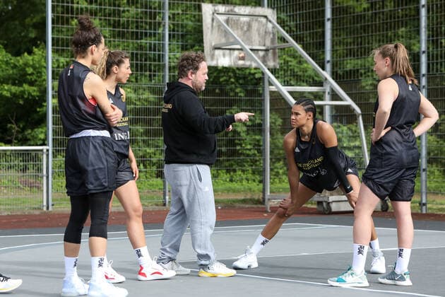 3x3 Womens Basketball National Team Media Training, 21 05 2021 Stefanie Grigoleit, Theresa Simon, Matthias Weber, Svenja Brunckhorst, Satou Sabally 3x3 Womens Basketball National Team Media Training 21 05 2021 in Düsseldorf Copyright: xBEAUTIFULxSPORTS KennyxBeelex