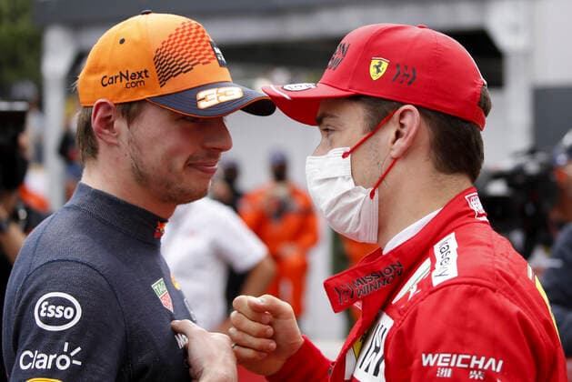 F1 Grand Prix of Monaco 33 Max Verstappen (NED, Red Bull Racing), 16 Charles Leclerc (MON, Scuderia Ferrari Mission Winnow), F1 Grand Prix of Monaco at Circuit de Monaco on May 22, 2021 in Monte-Carlo, Monaco. (Photo by Sebastien Nogier EPA FIA Pool via HOCH ZWEI) Monte-Carlo Monaco Poolfoto HOCH ZWEI Pool EPA-EFE ,EDITORIAL USE ONLY
