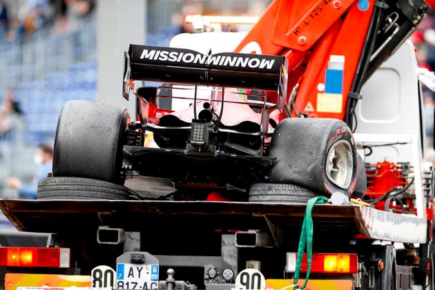 Damaged car of 16 Charles Leclerc MON, Scuderia Ferrari Mission Winnow , F1 Grand Prix of Monaco at Circuit de Monaco on May 22, 2021 in Monte Carlo, Monaco Photo by HOCH ZWEI Monte Carlo Monaco