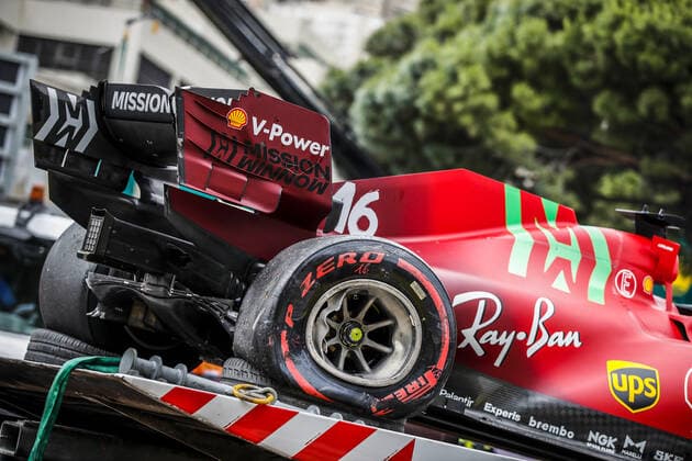 16 LECLERC Charles (mco), Scuderia Ferrari SF21, action, crash, accident during the 2021 Formula One World Championship, WM, Weltmeisterschaft Grand Prix of Monaco from on May 20 to 23 in Monaco - FORMULE 1 : Grand prix de Monaco - Essais - Monaco - 22 05 2021 DPPI PANORAMIC  _GDN2693