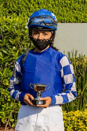 Women s Jockey Race Championship In Mexico MEXICO CITY, MEXICO - MAY 22: Jockey Jazmin Larios, champion of the First Women s Jockey Race ˜Challenge of Jockettas holds the trophy at Hippodrome of the Americas. For the first time in 78 years, a women s horse race is held, a historic event for Mexican Horse Riding. On May 22, 2021 in Mexico City, Mexico. Copyright: xRicardoxFloresx EYEPIXGROUP_RFE_22052021_7256