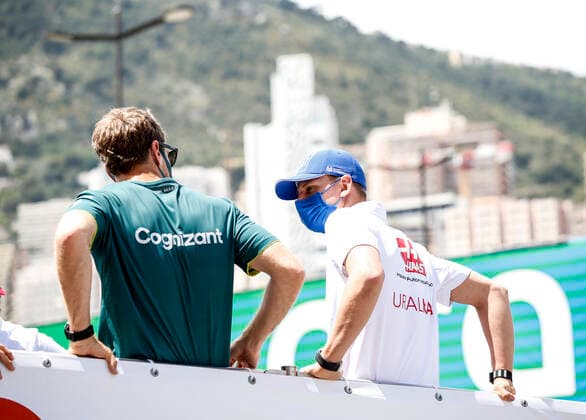 5 Sebastian Vettel GER, Aston Martin Cognizant F1 Team , 47 Mick Schumacher GER, Haas F1 Team , F1 Grand Prix of Monaco at Circuit de Monaco on May 23, 2021 in Monte Carlo, Monaco Photo by HOCH ZWEI Monte Carlo Monaco