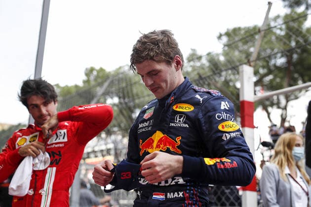 VERSTAPPEN Max (ned), Red Bull Racing Honda RB16B, portrait with SAINZ Carlos (spa), Scuderia Ferrari SF21 during the 2021 Formula One World Championship, WM, Weltmeisterschaft Grand Prix of Monaco from on May 20 to 23 in Monaco - FORMULE 1 : Grand prix de Monaco - Course - Monaco - 23 05 2021 DPPI PANORAMIC  _GO03893