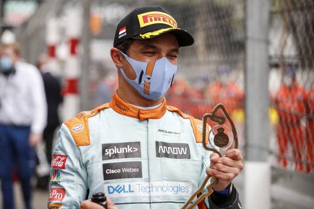 NORRIS Lando (gbr), McLaren MCL35M, portrait, celebrating his podium during the 2021 Formula One World Championship, WM, Weltmeisterschaft Grand Prix of Monaco from on May 20 to 23 in Monaco - FORMULE 1 : Grand prix de Monaco - Course - Monaco - 23 05 2021 DPPI PANORAMIC  _GDN4344