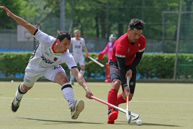 Test match of the German Hockey Men against Canada Timur Oruz l Germany in duel with Gabriel Ho Garcia r Canada
