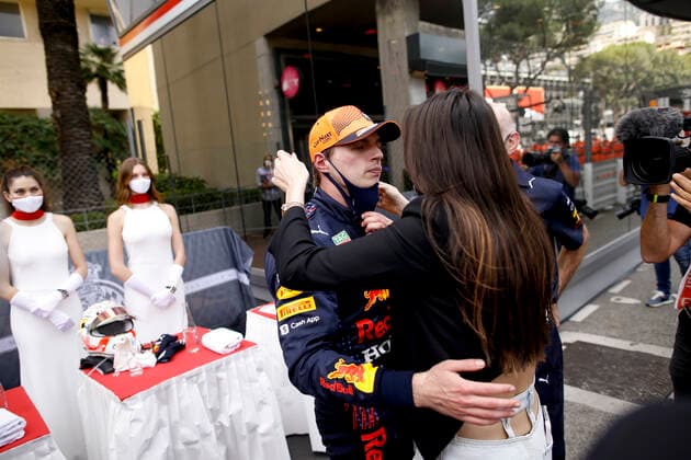33 Max Verstappen NED, Red Bull Racing celebrates with his girlfriend Kelly Piquet, F1 Grand Prix of Monaco at Circuit de Monaco on May 23, 2021 in Monte Carlo, Monaco Photo by HOCH ZWEI Monte Carlo Monaco