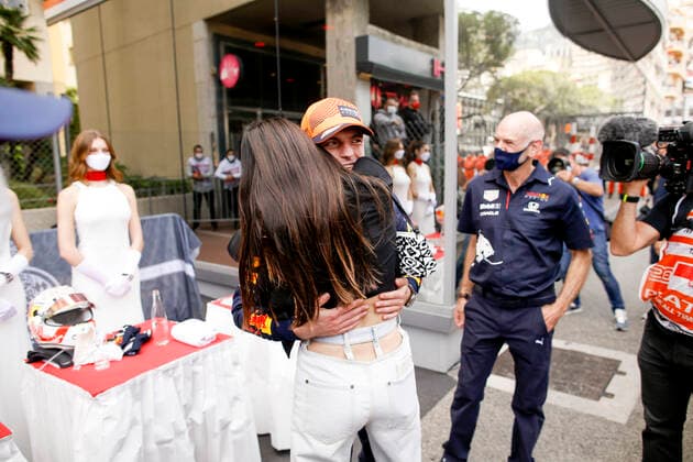 33 Max Verstappen NED, Red Bull Racing celebrates with his girlfriend Kelly Piquet, F1 Grand Prix of Monaco at Circuit de Monaco on May 23, 2021 in Monte Carlo, Monaco Photo by HOCH ZWEI Monte Carlo Monaco