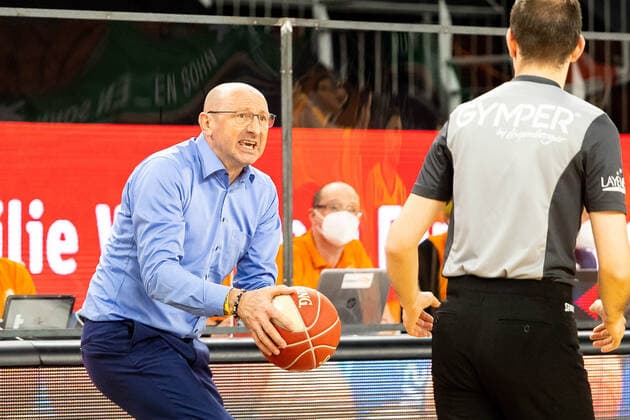 Mladen Drijencic EWE Baskets Oldenburg Head Coach complains Ratiopharm Ulm vs EWE Baskets Oldenburg, Playoffs Game 3, Quarterfinals, Season 2020 21, 24 05 2021 Ratiopharm Ulm vs EWE Baskets Oldenburg, Playoffs Game 3, Quarterfinals New Ulm Copyright: xEibner-Pressefoto RogerxBuerkex EP_EER