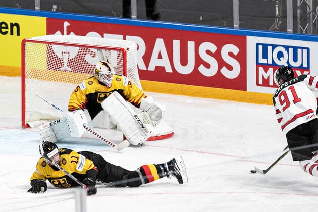 May 24, 2021, Riga, Latvia: Riga, Latvia, Arena Riga, May 24, 2021, GER vs CAN __ 24 05 2021 during World Championship, WM, Weltmeisterschaft 2021 - Germany vs Canada - Ice hockey, Eishockey Ice Hockey - World Championship 2021 - Germany vs Canada, riga, Latvia - ZUMAl164 20210524_zsa_l164_074 Copyright: xAndreaxRex