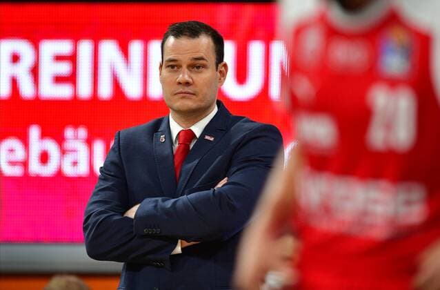 BAMBERG 25 05 2021 Basketball easycredit 1 Basketball Bundesliga 4 Playoff quarterfinal match Brose Bamberg vs MHP Riesen Ludwigsburg Headcoach Johan Roijakkers Brose Bamberg watches the match Photo Hans Martin Issler isslerimages Brose Bamberg vs MHP Riesen Ludwigsburg