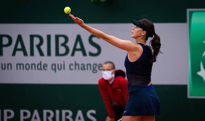 May 25, 2021, PARIS, FRANCE: Natalia Vikhlyantseva of Russia in action during the first qualifications round at the 2021 Roland Garros Grand Slam Tournament PARIS FRANCE - ZUMAa181 20210525_zaa_a181_028 Copyright: xRobxPrangex