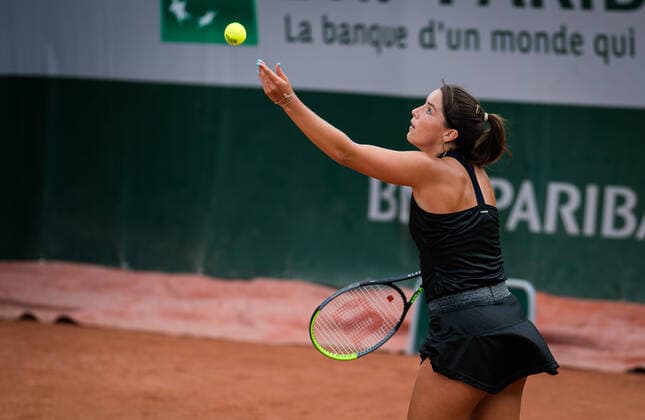 May 25, 2021, PARIS, FRANCE: Jodie Burrage of Great Britain in action during the first qualifications round at the 2021 Roland Garros Grand Slam Tournament PARIS FRANCE - ZUMAa181 20210525_zaa_a181_051 Copyright: xRobxPrangex