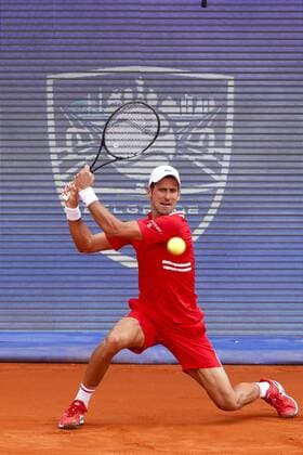 (210526) -- BELGRADE, May 26, 2021 -- Serbia s Novak Djokovic returns to Germany s Mats Moraing during their ATP, Tennis Herren 250 Belgrade Open round of 16 singles tennis match in Belgrade, Serbia on May 25, 2021. (Photo by Predrag Milosavljevic Xinhua) (SP)SERBIA-BELGRADE-TENNIS-NOVAK DJOKOVIC ShixZhongyu 