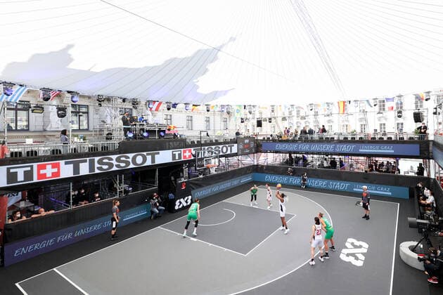 BASKETBALL - FIBA 3x3 Olympic Qualifying GRAZ,AUSTRIA,26.MAY.21 - BASKETBALL - FIBA 3x3 Olympic Qualifying, women, JPN vs AUS. Image shows an overview with both teams.  GEPAxpictures xChristianxWalgram