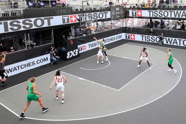BASKETBALL - FIBA 3x3 Olympic Qualifying GRAZ,AUSTRIA,26.MAY.21 - BASKETBALL - FIBA 3x3 Olympic Qualifying, women, JPN vs AUS. Image shows an overview with both teams.  GEPAxpictures xChristianxWalgram
