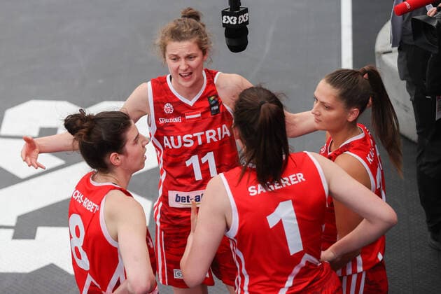 BASKETBALL - FIBA 3x3 Olympic Qualifying GRAZ,AUSTRIA,26.MAY.21 - BASKETBALL - FIBA 3x3 Olympic Qualifying, women, AUT vs TPE. Image shows the team of AUT.  GEPAxpictures xChristianxWalgram