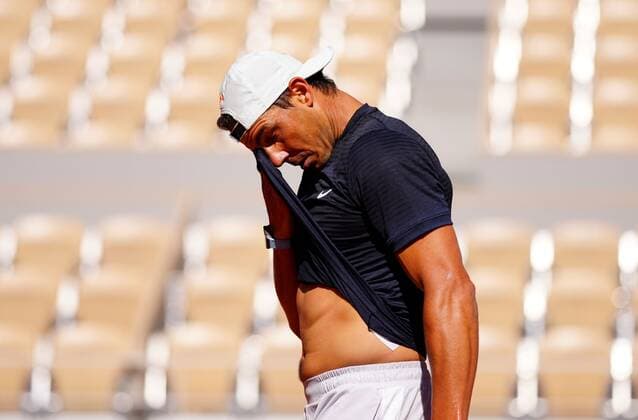 Mandatory Credit: Photo by Javier Garcia BPI Shutterstock (11975057o) Rafa Nadal during his first practice session French Open Tennis, Wednesday Previews, Roland Garros, Paris, France - 27 May 2021 French Open Tennis, Wednesday Previews, Roland Garros, Paris, France - 27 May 2021  Copyright: xJavierxGarcia BPI Shutterstockx 11975057o