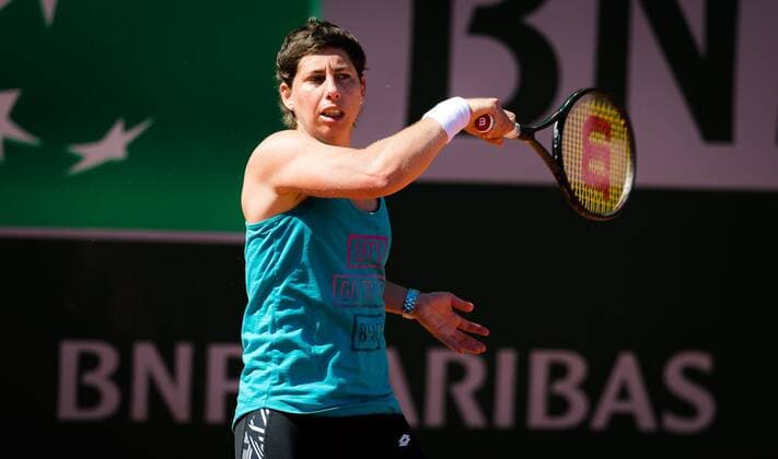 Mandatory Credit: Photo by Rob Prange Shutterstock (11975059b) Carla Suarez Navarro of Spain during practice ahead of the 2021 Roland Garros Grand Slam Tournament French Open Tennis, Wednesday Previews, Roland Garros, Paris, France - 27 May 2021 French Open Tennis, Wednesday Previews, Roland Garros, Paris, France - 27 May 2021  Copyright: xRobxPrange Shutterstockx 11975059b