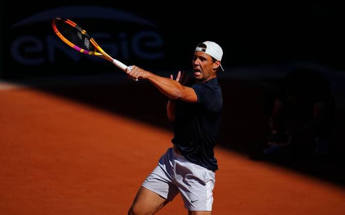Mandatory Credit: Photo by Javier Garcia BPI Shutterstock (11975057cm) Rafa Nadal during his first practice session of the tournament French Open Tennis, Wednesday Previews, Roland Garros, Paris, France - 27 May 2021 French Open Tennis, Wednesday Previews, Roland Garros, Paris, France - 27 May 2021  Copyright: xJavierxGarcia BPI Shutterstockx 11975057cm