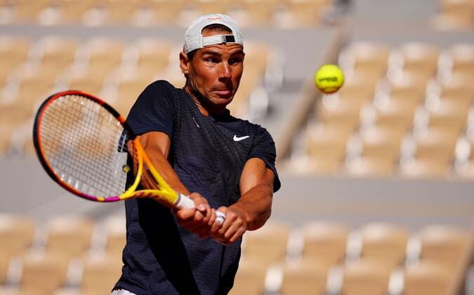 Mandatory Credit: Photo by Javier Garcia BPI Shutterstock (11975057cn) Rafa Nadal during his first practice session of the tournament French Open Tennis, Wednesday Previews, Roland Garros, Paris, France - 27 May 2021 French Open Tennis, Wednesday Previews, Roland Garros, Paris, France - 27 May 2021  Copyright: xJavierxGarcia BPI Shutterstockx 11975057cn