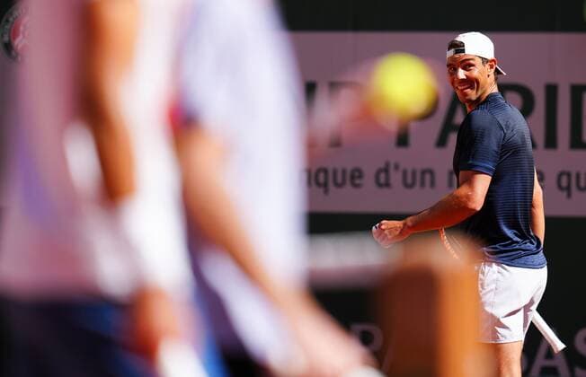 Mandatory Credit: Photo by Javier Garcia BPI Shutterstock (11975057cx) A smiling Rafa Nadal during his first practice session of the tournament French Open Tennis, Wednesday Previews, Roland Garros, Paris, France - 27 May 2021 French Open Tennis, Wednesday Previews, Roland Garros, Paris, France - 27 May 2021  Copyright: xJavierxGarcia BPI Shutterstockx 11975057cx