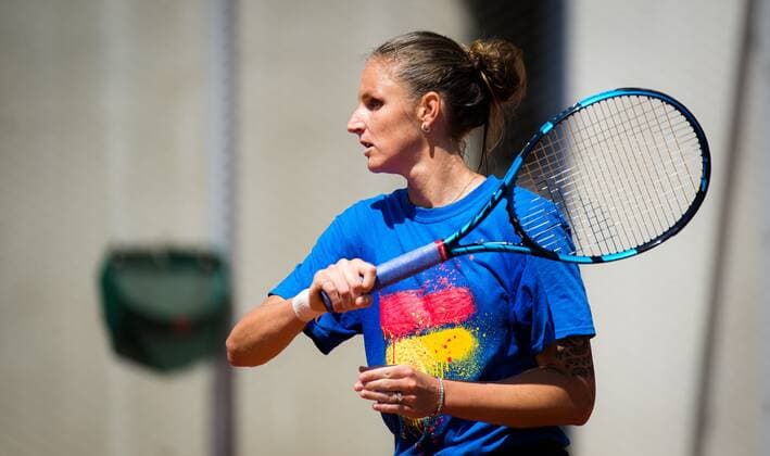 Mandatory Credit: Photo by Rob Prange Shutterstock (11975059bn) Karolina Pliskova of the Czech Republic during practice ahead of the 2021 Roland Garros Grand Slam Tournament French Open Tennis, Wednesday Previews, Roland Garros, Paris, France - 27 May 2021 French Open Tennis, Wednesday Previews, Roland Garros, Paris, France - 27 May 2021  Copyright: xRobxPrange Shutterstockx 11975059bn