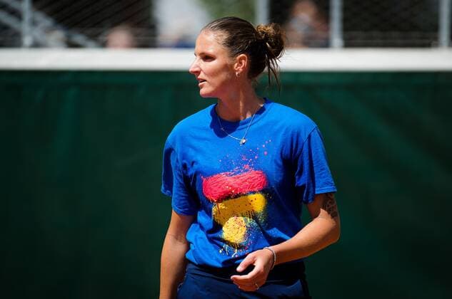 Mandatory Credit: Photo by Rob Prange Shutterstock (11975059bh) Karolina Pliskova of the Czech Republic during practice ahead of the 2021 Roland Garros Grand Slam Tournament French Open Tennis, Wednesday Previews, Roland Garros, Paris, France - 27 May 2021 French Open Tennis, Wednesday Previews, Roland Garros, Paris, France - 27 May 2021  Copyright: xRobxPrange Shutterstockx 11975059bh
