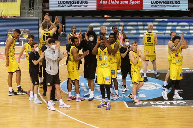 Ludwigsburg , Basketball easyCredit BBL Bundesliga , Quarterfinal Game 5, MHP RIESEN Ludwigsburg vs Brose Bamberg , Cheering Giants
