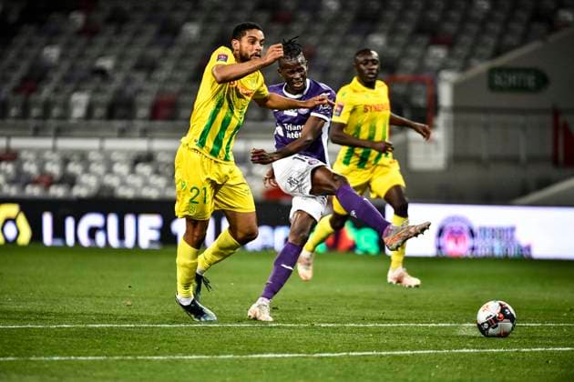 Vakoun Bayo (tfc) FOOTBALL : Toulouse vs Nantes - Match Aller des Barrages L2 vs L1 - Toulouse - 27 05 2021 ThierryBreton Panoramic 